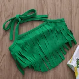 Baby Toddle Girls Tassels Bikini Prints Dinosaurs Flowers Shorts Swimwear Sets 0-2 Years