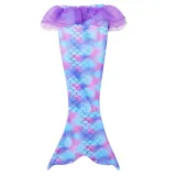 3PCS Kid Girls Scale Ruffles Tutu Mermaid Tail Bikini Swimsuit With Free Garland Color Random
