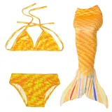 3PCS Kid Girls Ombre Scale Mermaid Tail Bikini Sets Swimwear With Free Garland Color Random