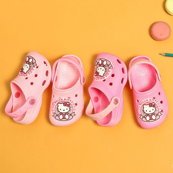 Toddlers Kids Pink Hello Kitty Flat Beach Home Summer Slippers Shoes