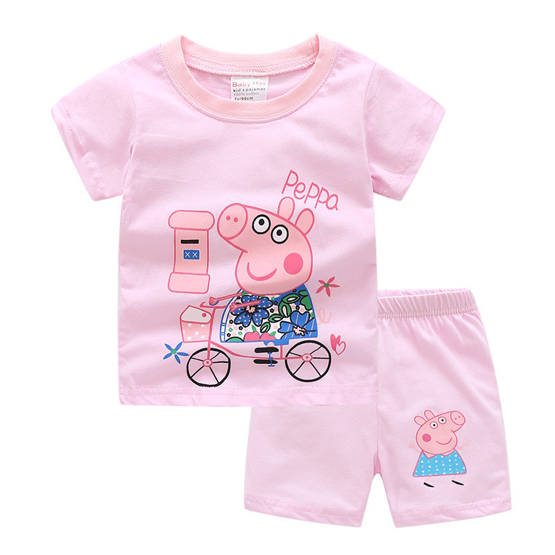 Toddler Kids Girl Peppa Pig Summer Short Pajamas Sleepwear Set Cotton Pjs