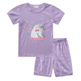 Toddler Kids Girl Prints Unicorns Summer Short Pajamas Sleepwear Set Cotton Pjs