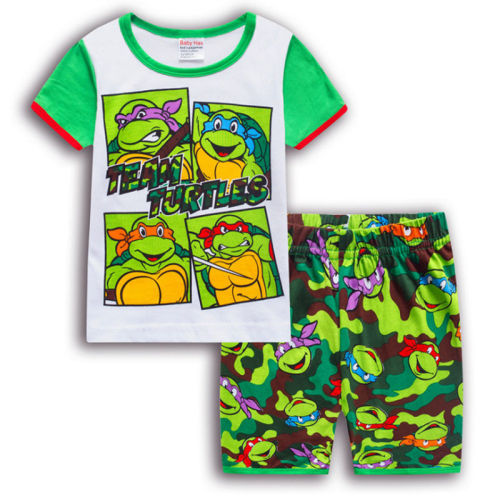 Toddler Kids Boy Turtles Summer Short Pajamas Sleepwear Set Cotton Pjs