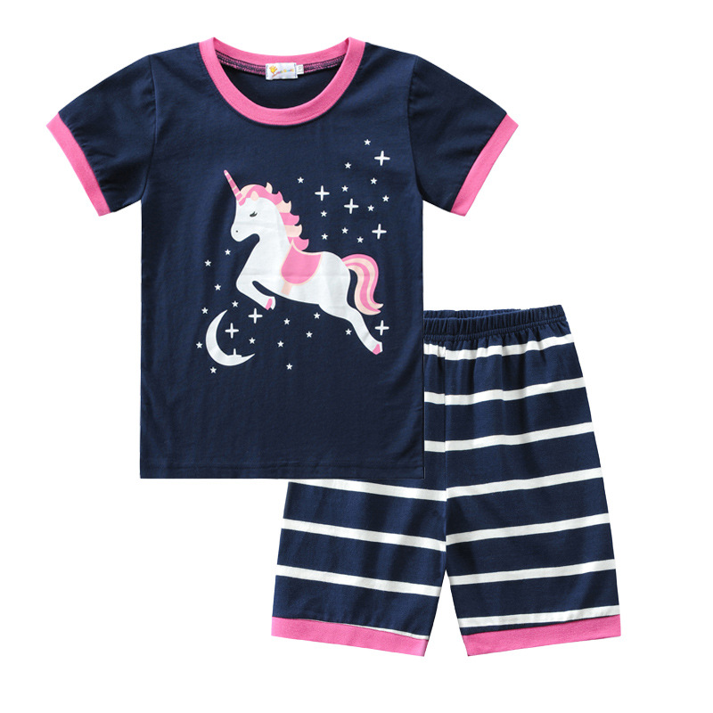 Toddler Kids Girl Prints Unicorns Summer Short Pajamas Sleepwear Set Cotton Pjs