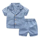Toddler Kids Boy Stripes Summer Short Pajamas Sleepwear Set Cotton Pjs