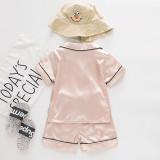 Toddler Kids Boy Pure Color Summer Short Pajamas Rayon Silk Sleepwear Set