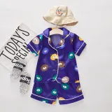 Toddler Kids Boy Prints Bears Summer Short Pajamas Rayon Silk Sleepwear Set