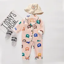 Toddler Kids Boy Pure Color Long Sleeves Pajamas Rayon Silk Sleepwear Set
