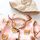 Toddler Kids Boy Prints Bears Summer Short Pajamas Rayon Silk Sleepwear Set