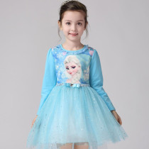 Toddler Girls Frozen Elsa Long Sleeves Sequins Princess Tutu Dress