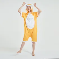 Kids And Adults Yellow Fox Summer Short Onesie Kigurumi Pajamas