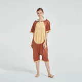 Kids And Adults Cute Brown Bear Summer Short Onesie Kigurumi Pajamas