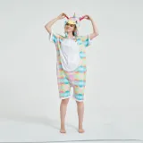 Kids And Adults Rainbow Unicorn Summer Short Onesie Kigurumi Pajamas