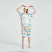 Kids And Adults Rainbow Unicorn Summer Short Onesie Kigurumi Pajamas