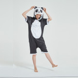 Kids And Adults Cute Black Panda Summer Short Onesie Kigurumi Pajamas