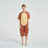 Kids And Adults Cute Brown Bear Summer Short Onesie Kigurumi Pajamas