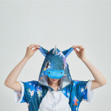 Kids And Adults Blue Sun Stars Sky Unicorn Summer Short Onesie Kigurumi Pajamas