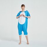 Kids And Adults Blue Shark Summer Short Onesie Kigurumi Pajamas