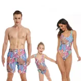 Family Matching Swimwear Prints Rainbow Cactus Swimsuit