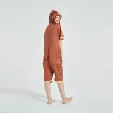 Kids And Adults Cute Brown Bear Summer Short Onesie Kigurumi Pajamas