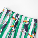 Family Matching Swimwear Green Stripe Toco Toucan One-shoulder Swimsuit