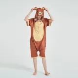 Kids And Adults Cute Brown Bear Summer Short Onesie Kigurumi Pajamas