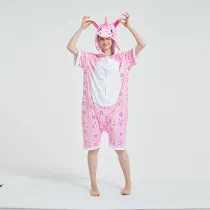 Kids And Adults Rainbow Stars Unicorn Summer Short Onesie Kigurumi Pajamas