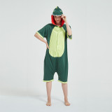 Kids And Adults Green Dinosaur Summer Short Onesie Kigurumi Pajamas