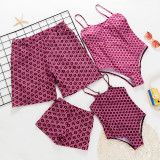 Family Matching Swimwear Red Geometric Polka Dots Swimsuit