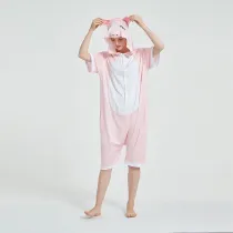Kids And Adults Pink Pig Summer Short Onesie Kigurumi Pajamas