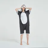 Kids And Adults Black Penguin Summer Short Onesie Kigurumi Pajamas