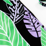 Family Matching Swimwear Prints Green Tropical Leaves Swimsuit