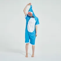 Kids And Adults Blue Shark Summer Short Onesie Kigurumi Pajamas