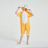 Kids And Adults Yellow Fox Summer Short Onesie Kigurumi Pajamas