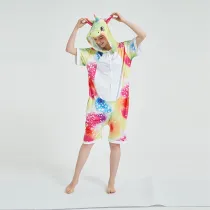 Kids And Adults Rainbows Stars Unicorn Summer Short Onesie Kigurumi Pajamas