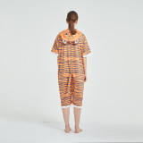 Kids And Adults Orange Tigger Summer Short Onesie Kigurumi Pajamas