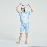 Kids And Adults Rainbow Stars Unicorn Summer Short Onesie Kigurumi Pajamas