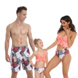 Family Matching Swimwear Printing Flowers Leaves V-neck Bikini Set