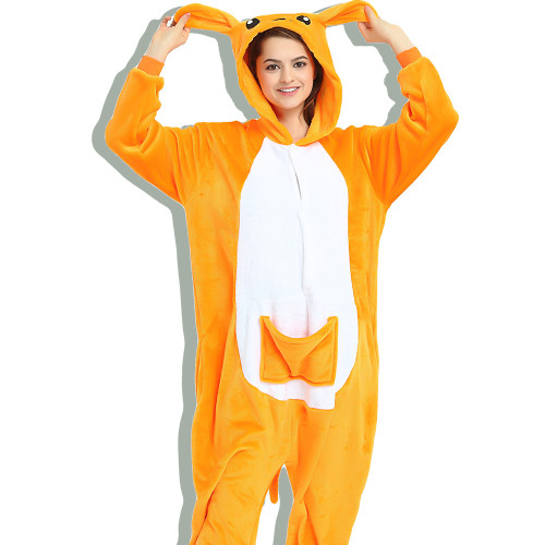 Unisex Adult Pajamas Brown Kangaroo Animal Cosplay Costume Pajamas