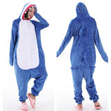 Kids Blue White Shark Onesie Kigurumi Pajamas Animal Cosplay Costumes for Unisex Children