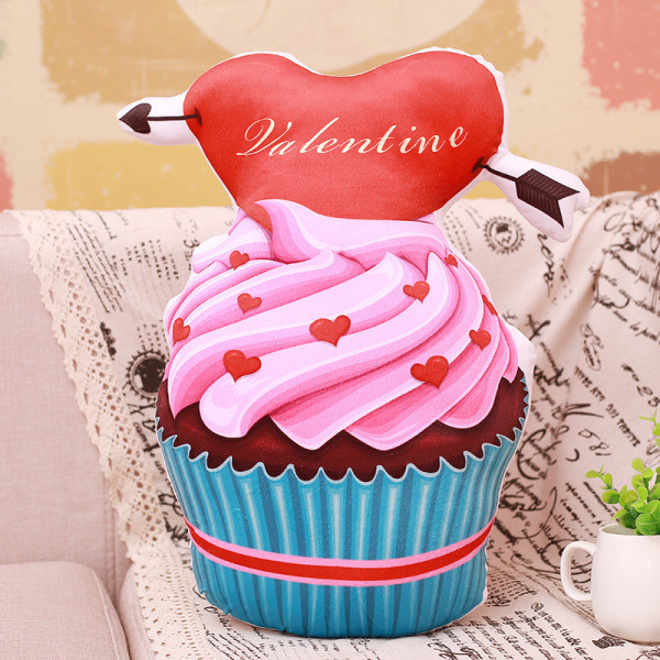 Simulation 3D Chocolate Love Cake Ice Cream Soft Stuffed Plush Animal Doll for Valentine's Day Gift