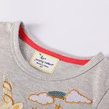 Toddler Girls Embroidery Unicorn Stars Moom Long Sleeve Tutu Dresses