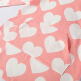 Toddler Girls Prints Hearts Pocket Long Sleeve Hooded Dresses