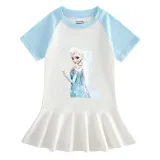 Toddler Girls Prints Frozen Flowers Alsa Princess A-line Pleated Short Sleeve Dresses