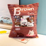 Cute Bag of Brown Bear White Rabbit Plush Soft Toy Throw Pillow Pudding Pillow Creative Gifts