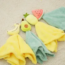 Cute Cartoon Fruite Watermelon Avocado Bibulous Square Hanging Towel For Bathroom