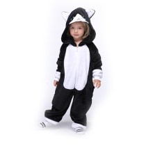Kids Black and White Cat Onesie Kigurumi Pajamas Animal Cosplay Costumes for Unisex Children