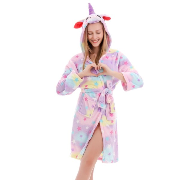 Mom And Kids Parent-child Colorful Stars Unicon Soft Bathrobe Sleepwear Comfortable Loungewear