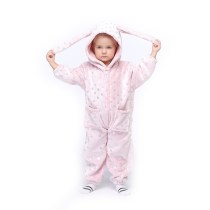 Kids Pink Bronzing Dots Rabbit Onesie Kigurumi Pajamas Animal Cosplay Costumes for Unisex Children