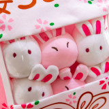 Cute Bag of Cherry Blossom Pink Rabbit Plush Soft Toy Throw Pillow Pudding Pillow Creative Gifts